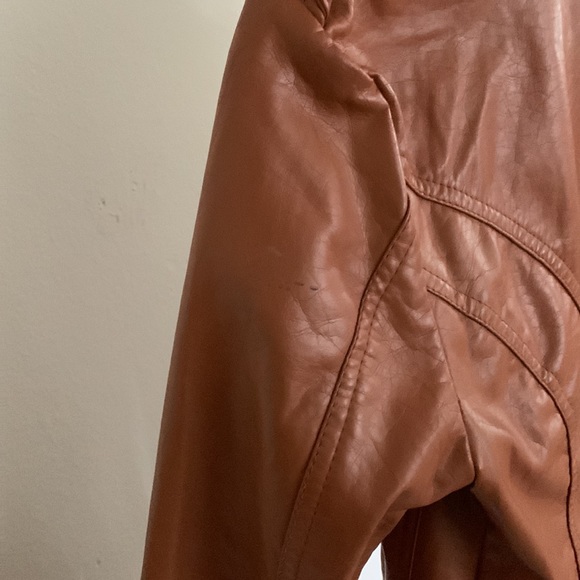 Cognac Brown Leather Jacket with Braided Epaulettes - Picture 6 of 7